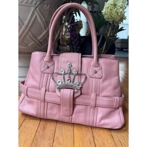 My Flat in London PINK LEATHER CROWN BAG PURSE (pu500